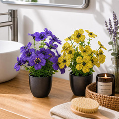 Small Fake Plants 4 Packs Artificial Flowers in Pots Home Decor Fake Flowers Dec