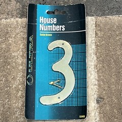 Ultra Hardware 53103 Solid Brass 4 1/2 Inch House Number 3 New Sealed