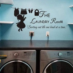 Laundry Room Sign Decals Peel and Stick Wall Lettering Vinyl Art Black