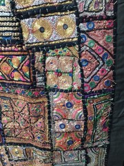 VTG Indian Hand Stitched Designs Patchwork Wall Hanging 64″ x 44″