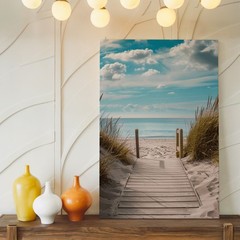 Coastal Beach Pathway Canvas Wall Art Ocean Landscape Print For Home Decor