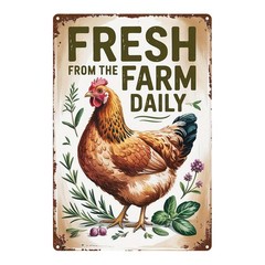 Metal Chicken Sign, 8×12 Inches, Farmhouse Wall Art