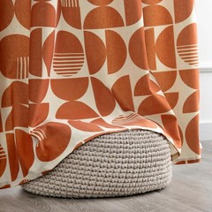 Orange Mid-Century Modern Farmhouse Living Room Curtains, Light Filtering 84