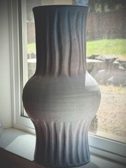 Claude Terracotta Vase Anthropologie bulbous silhouette Blue Pink White 15.5”