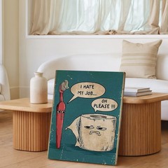 Funny Cartoon Toothbrush And Toilet Paper I Hate My Job Canvas Wall Art Print