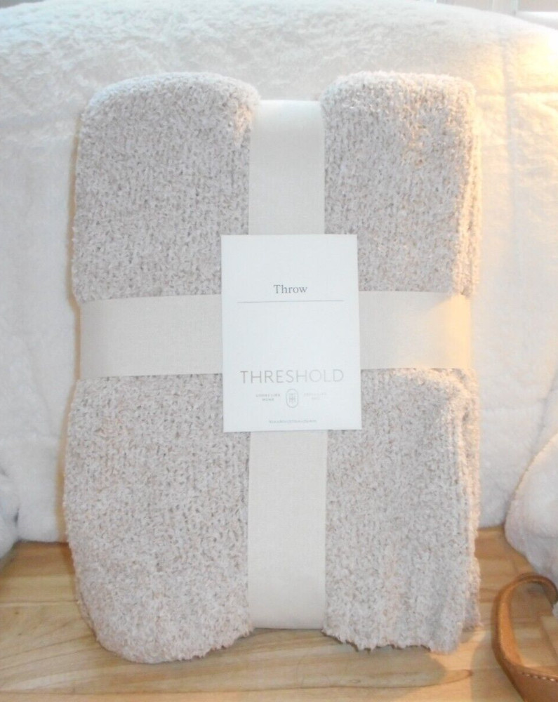 THRESHOLD TAN BEIGE BRWON SOLID SUPER SOFT THROW BLANKET 50″ X 60″ NEW