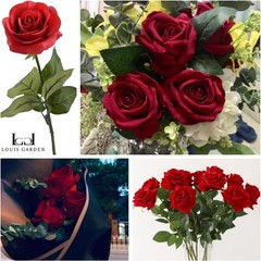 Red Rose Artificial Flowers, 1Pc 17″ Single Red Rose for Valentine’s Mother’s Da