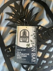 14 IN Matte Black Finish Welcome Sign Hampton Bay Pineapple 1006 587 397