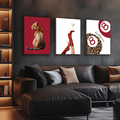 Red Leopard Canvas Wall Art, Fierce Cheetah Wall Decor, Red Glossy Boots Holding