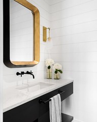 Uttermost 09301 Niva Metallic Gold Black Wall Mirror Bold Modern Beveled 42in