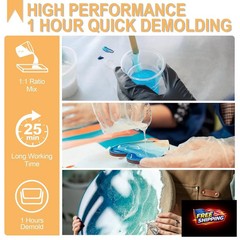 Puduo Fast Cure Epoxy Resin 68OZ, 1 Hour Quick Demold Epoxy Resin Kit, Crystal C