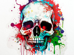 Colorful Skeleton Skull 3 Inch Transparent Sticker Cool Goth Decal