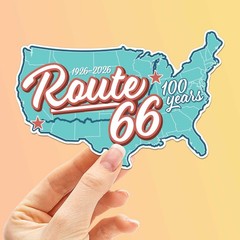 100th Anniversary Route 66 Sticker – Retro USA Road Map- Thermos & Laptop Decal