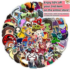 50 Pcs Stickers Marvel Heroes Animation Skateboard Luggage Car Phone Vinyl Decal