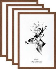 11×17 Solid Wood Picture Frames Set of 4, Walnut Brown, Wall Gallery Display, Ho
