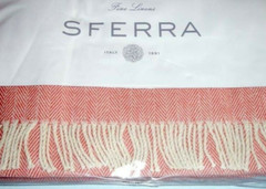 Sferra Celine Cotton Throw Blanket Salmon Herringbone Weave Fringed 71×51″ New
