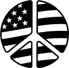 American Flag Peace Sign Symbol VINYL DECAL bumper sticker car window wall