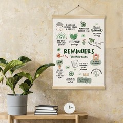 Reminders for Hard Days Inspirational Wall Art, 14×18.5 Inch Linen Canvas Wal…