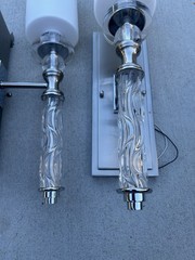 LOT OF 2 PIECES UTTERMOST CAMPANIA 1 LIGHT CARVED GLASS SCONCES (22486)
