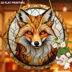 Vibrant Red Fox with Golden Fur Acrylic Suncatcher Living Room Window Decor