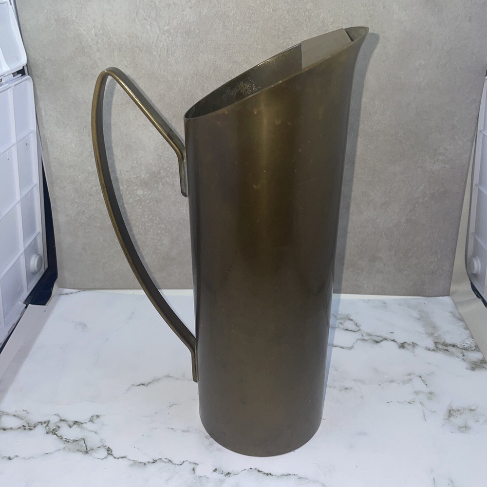 Mid Century Brass Pitcher 9 inches Tall Straight