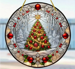 SUNCATCHER-Glam Style Acrylic Christmas Tree – Stained Effect Window Hanging