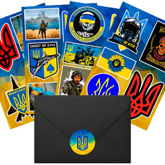 Ukraine Stickers Tryzub Ukrainian Flag Ghost of Kyiv Military Support Decals