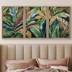 Wall26 Tropical Lush Green Foliage Wall Art Nature Framed Canvas Prints Set of 3