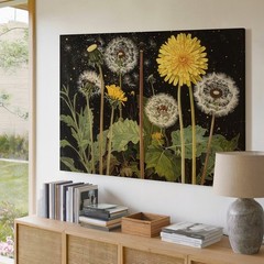 Celestial Dandelion Canvas Night Garden Botanical Wall Art Some Dreams Begin