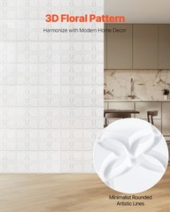33 Pack White 3D Wall Panels Decorative PVC Tiles 11.8″ X 11.81″ Floral Design