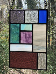 Real Stained Glass Wine and Sky Suncatcher, Ready to Hang, Not Plastic, 5 x 7.5″