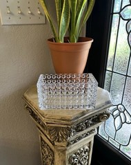 STUNNING Bubble Design Modern Clear Glass Rectangle Storage Vase planter Decor