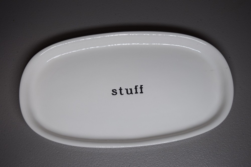 White Ceramic Oval Stuff Holder Keys Change Miscellaneous