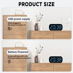 Digital Alarm Clock with 5-Level Brightness & Auto-Dim Night Mode for Bedroom