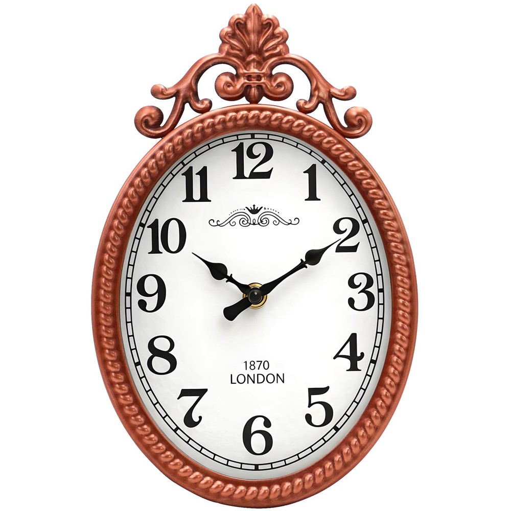 Vintage Metal Wall Clock – Rose Gold Decorative Accent, French European Ornat…