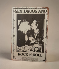 Sex, Drugs and Rock ‘n’ Roll Metal Decorative Sign, Rectangle, Black/White