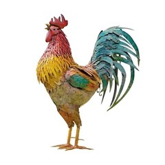 2D-Realistic Chicken-Statues,Metal Rooster Animals Stake,Animal Silhouette Decor