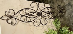 Large Decorative Tuscan Rustic Old World Scroll Wrought Iron Wall Grille Art 37″
