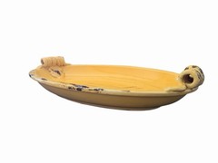 Yellow, Ceramic Oval Decorative Serving Dish With Old World Charm