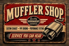 Retro Muffler Shop Sign Custom Exhaust Pipe Bending Garage Decor Metal 8×12