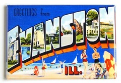 Greetings from Evanston Illinois FRIDGE MAGNET travel souvenir