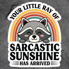Raccoon Sticker Vinyl Decal Sarcastic Sunshine Funny Trash Panda Rainbow Cute