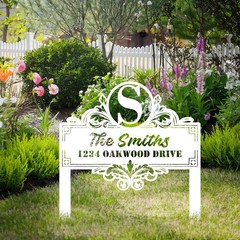 Custom Metal Family Name Sign, Personalized Yard Address Plaque, Outdoor Garden