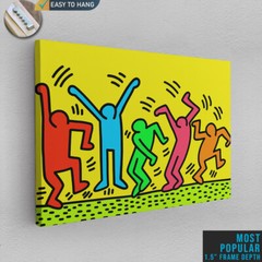 Keith Haring Dancers Framed Canvas Wall Art American Street Graffiti Posters