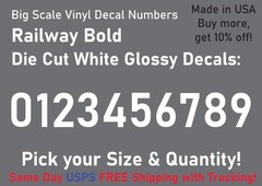 0-10 7″-32″ Big Size Vinyl Die Cut Decal Numbers (White), 6Yrs Outdoor Film