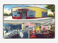 tin sign 1930s-40s Side Show restaurant cocktail lounge New York modern decor