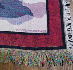 Vintage Goodwin Weavers Tapestry Fringe Throw 45 x 64 in Santa Lamb Lion USA