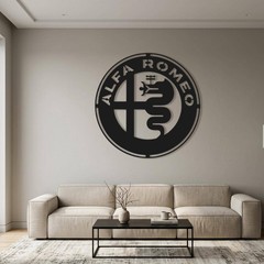Alfa Romeo Metal Wall Art, Car Logo Decor, Automotive Wall Decor