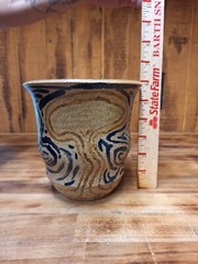 Studio pottery MCM style Tree Of Life Planter 9 Inches Tall Signed