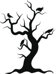 Crows in Tree 2 Vinyl Decal Bumper Sticker Spooky Halloween Scary laptop car